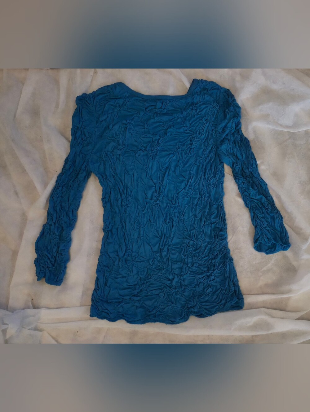 Lynn Richie Silver Textured Long-Sleeve Women's Top in Teal Blue